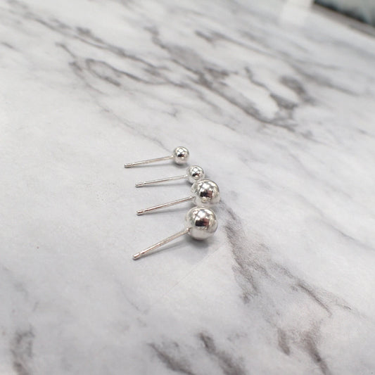 Silver Ball Studs, 925 Ball Earrings, 4mm Silver Ball Earrings, 6mm Silver Ball Earrings, Silver Bead Studs, Second Hole Earrings, Ball Stud