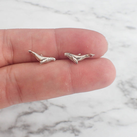 Whale Earrings, Humpback Whale Earrings, Whale Stud Earrings, Sterling Silver Studs, Silver Whale Earrings, Sterling Silver Whale Earrings