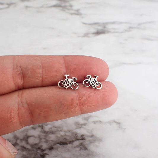 Bicycle Stud Earrings, Bike Earrings, Cyclist Earrings, Cyclist Gift, Gift for Cyclist, Sterling Silver Bicycle Earrings, Tiny Bicycle Studs