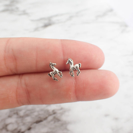 Silver Horse Earrings, Horse Stud Earrings, Sterling Silver Horse earrings, Horse Jewelry, Pony Jewelry