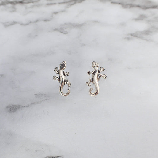 Lizard Earrings, Gecko Earrings, Stud Earrings, Silver Lizard Earrings, Silver Gecko earrings, Lizard Gift, Gecko Mom Gift, Reptile mom gift