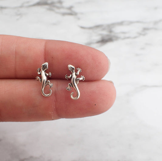 Lizard Earrings, Gecko Earrings, Stud Earrings, Silver Lizard Earrings, Silver Gecko earrings, Lizard Gift, Gecko Mom Gift, Reptile mom gift
