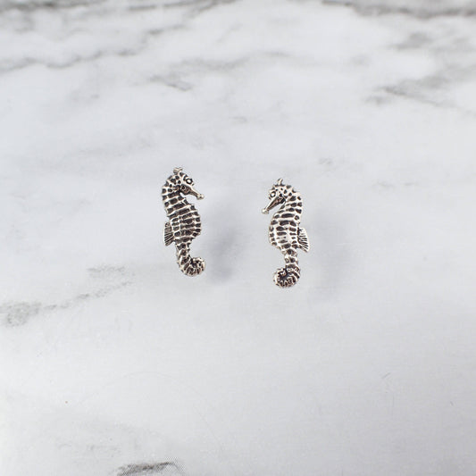 Seahorse Stud Earrings, Silver Seahorse Earrings, Seahorse Jewelry, Ocean Stud Earrings, Ocean Silver Earrings, Hypoallergenic Stud Earrings