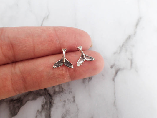 Whale Earrings, Silver Whale Tail Earrings, Humpback Whale Studs, Humpback Whale Jewelry, Whale Earrings for kids, Whale Tail Studs