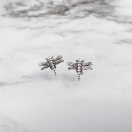 Dragonfly Stud Earrings, Silver Dragonfly Earrings, Silver Dragonfly Jewelry, Dragonfly Earrings for Kids, Dragonfly Gift for Her, Dragonfly