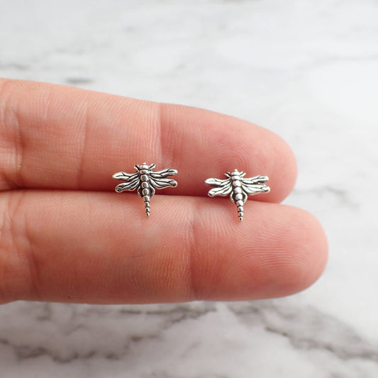 Dragonfly Stud Earrings, Silver Dragonfly Earrings, Silver Dragonfly Jewelry, Dragonfly Earrings for Kids, Dragonfly Gift for Her, Dragonfly