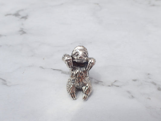 Silver Sloth Pendant, Silver Sloth Necklace, Cute Hanging Sloth Pendant, Sloth Jewelry, Sloth Lover Gift, Cute Sloth, Solid Silver Sloth