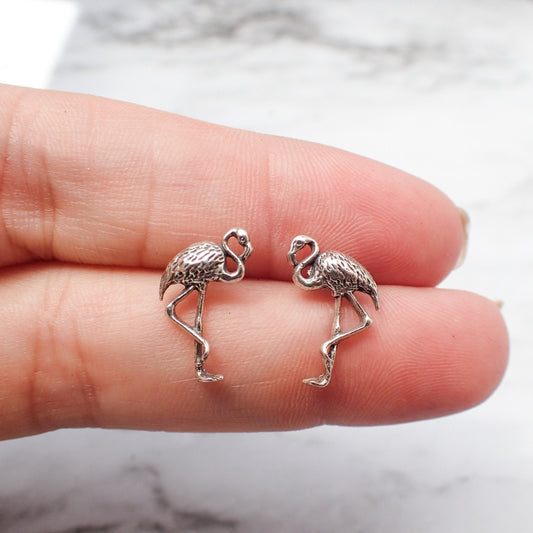 Flamingo Earrings, Flamingo Stud Earrings, Sterling Silver Flamingo earrings, Flamingo Jewelry, Florida Earrings, Cute Flamingos Gift