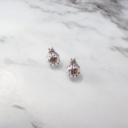 Lady Bug Stud Earrings, Sterling Silver Lady Bug earrings, Minimalistic Tiny Lady Bug earrings, cute Lady Bug earrings, Insect Studs