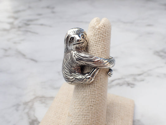 Sterling Silver Sloth Ring, Unique Sloth Gift, Sloth Jewelry, Sloth Jewelry for Her, Sloth Gift for Her, Animal Ring, Silver Animal Jewelry