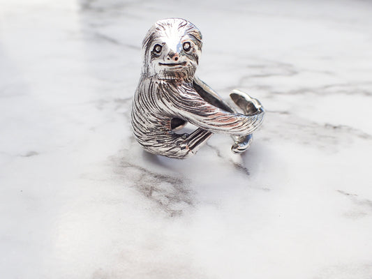 Sterling Silver Sloth Ring, Unique Sloth Gift, Sloth Jewelry, Sloth Jewelry for Her, Sloth Gift for Her, Animal Ring, Silver Animal Jewelry