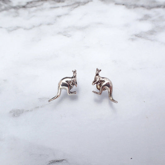 Silver Kangaroo Earrings, Kangaroo Studs, Wallaby Kangaroo Jewelry, Australia Jewelry, Kids Kangaroo Earrings, Silver Kangaroo, Aussie Gift