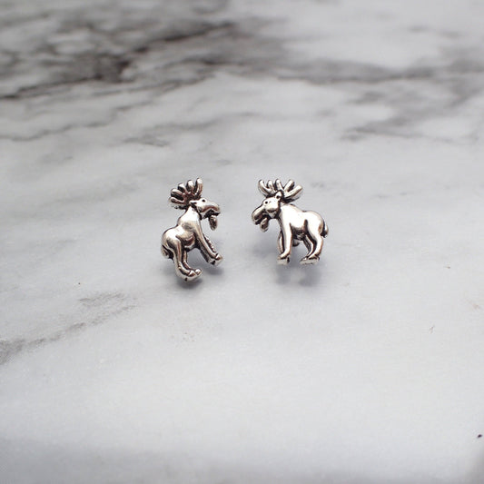 Moose Earrings, Moose Stud Earrings, Moose Jewelry, Sterling Silver Moose Earrings, Moose Gift for Her, Alaska Jewelry, Alaska Earrings