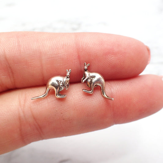 Silver Kangaroo Earrings, Kangaroo Studs, Wallaby Kangaroo Jewelry, Australia Jewelry, Kids Kangaroo Earrings, Silver Kangaroo, Aussie Gift