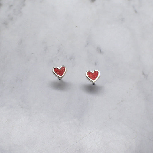 Red Turquoise Heart Earrings, Silver Heart Earrings, Valentines Day Earrings. Small Valentines Day Gift, Valentines Gift for Girls, Red