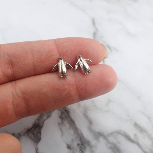 Penguin Earrings, Silver Penguin Stud Earrings, Penguin Jewelry, Pittsburgh Penguins Earrings, Penguin Earrings for Kids, Penguin Gift