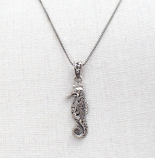 Sea horse Necklace, Silver Sea Horse Pendant, Sea Horse Gift for Her, Sea Horse Jewelry, Sea Horse Gift for Her, Filigree Necklace