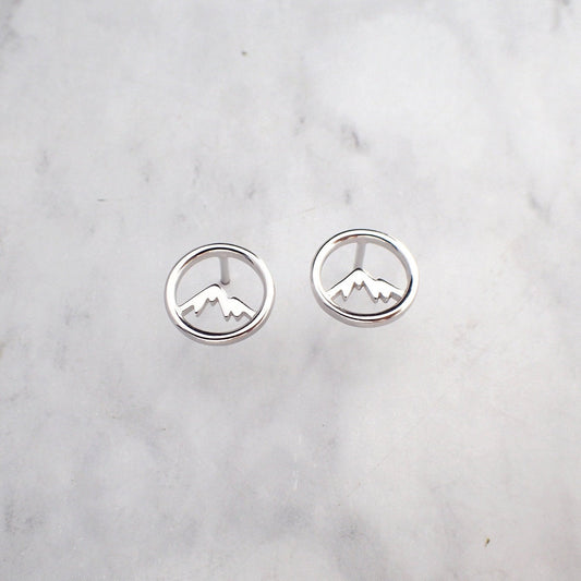 Silver Mountain Studs, Mountain Earrings, Mountain Gift For Her, Silver Stud Earrings, Second Ear Piercing, Silver Earrings for Kids