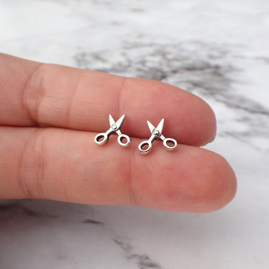 Silver Scissor Stud Earrings, Tiny Scissor Earrings, Hair Dresser Stylist Gift, Sewing Scissor Earrings, Scissor Jewelry, Shear Earrings