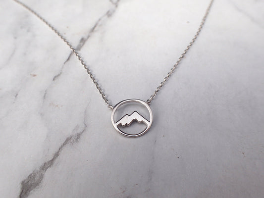 Mountain Necklace Sterling Silver, Mountain Gift For Her, Mountain Charm Necklace, Silver Travel Necklace, Hiking Necklace Gift, 16''-18''