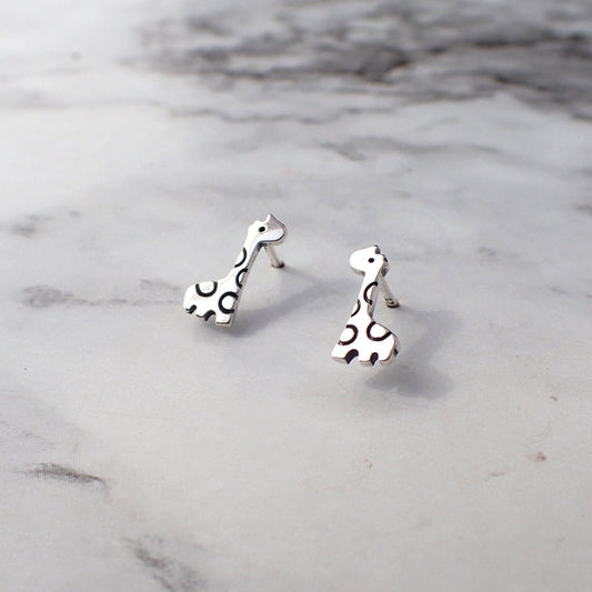 Silver Giraffe Stud Earrings, Giraffe Gift, Giraffe Earrings for Kids, Giraffe Jewelry, Hypoallergenic Earrings for Kids, Animal Earrings