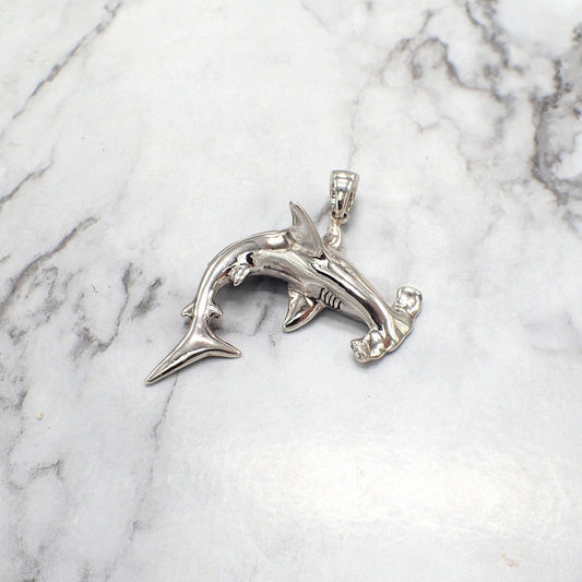 Shark Pendant, Hammer Head Shark Pendant, Shark Necklace, Silver Shark Pendant, Silver Shark, Shark Gift for Him, Shark Jewelry, Shark Gift