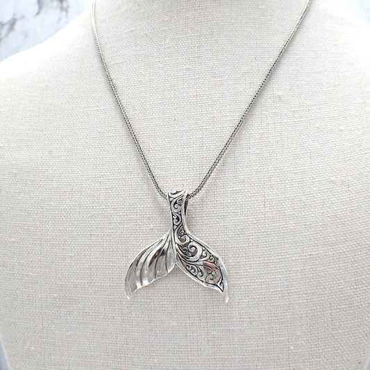 Mermaid Tail Pendant, Whale Tail Pendant, Mermaid Pendant, Sterling Silver Mermaid Jewelry, Silver Whale Tail Jewelry, Mermaid Gift Women