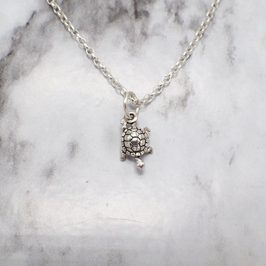 Silver Turtle Necklace, Turtle Charm Necklace, Box Turtle Jewelry, Turtle Necklace for Girls, Turtle Jewelry Gift, Small Turtle Charm, Cute