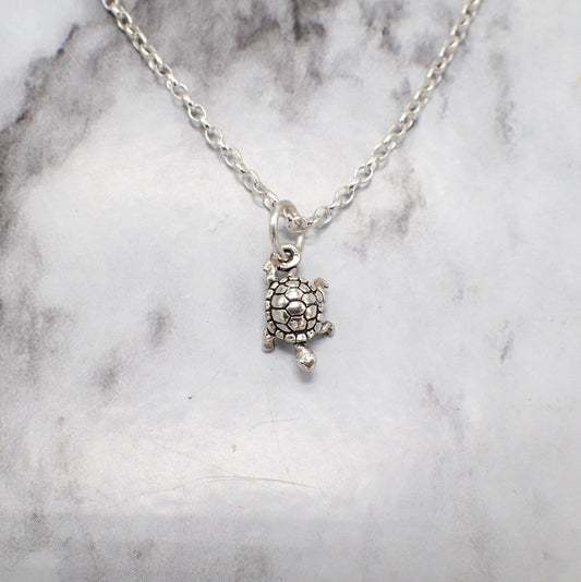 Silver Turtle Necklace, Turtle Charm Necklace, Turtle Necklace for Girls, Turtle Jewelry, Box Turtle Gift, Small Turtle Charm, Turtle Gift
