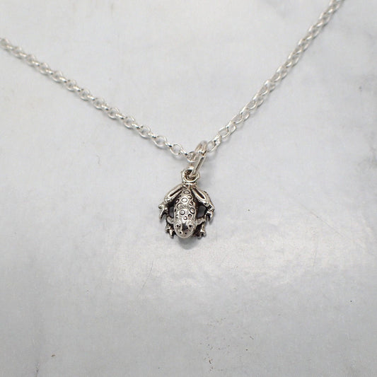 Silver Frog Charm Necklace, Small 3D Frog Charm, Frog Necklace, Toad Charm Necklace, Frog Gift for Her, Frog Necklace Gift, Toad Gift