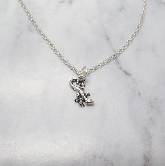 Lizard Charm Necklace, Silver Lizard Necklace, Gecko Necklace, Lizard Stud Earrings, Lizard Jewelry, Lizard Necklace Gift, Gecko Gift