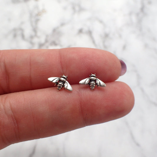 Bee Earrings, Silver Bee Stud Earrings, Bumble Bee Earrings, Silver Bee Earrings, Honeybee Earrings, Tiny Bee Earrings, Bee Gift, Bee Keeper