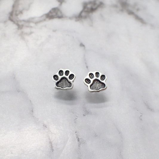 Paw Print Earrings, Dog Paw Earrings, Cat Paw Earrings, Silver Paw Print Studs, Pet Bereavement Gift, Dog Mom Studs, Cat Mom, Pet Parent