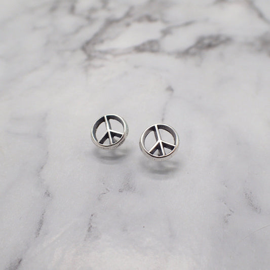 Peace Earrings, Sterling Silver Peace Earrings, Peace Jewelry, Peace Sign Earrings, Silver Peace Sign Jewelry, Peace Love Earrings