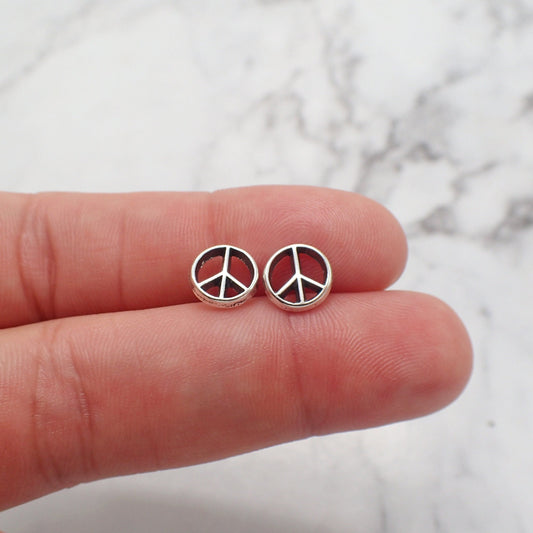 Peace Earrings, Sterling Silver Peace Earrings, Peace Jewelry, Peace Sign Earrings, Silver Peace Sign Jewelry, Peace Love Earrings