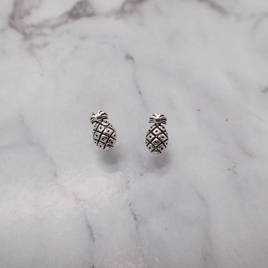 Pineapple Earrings, Silver Pineapple Studs, Small Pineapple Earrings, Pineapple Jewelry, Fruit Earrings, Fruit Stud Earrings, Kids Pineapple