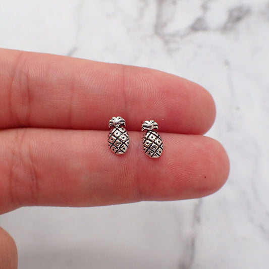 Pineapple Earrings, Silver Pineapple Studs, Small Pineapple Earrings, Pineapple Jewelry, Fruit Earrings, Fruit Stud Earrings, Kids Pineapple