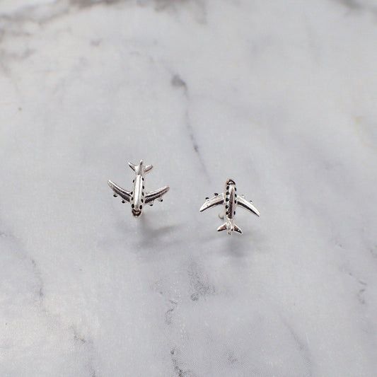 Silver Airplane Earrings, Airplane Travel Gift, Cute Airplane, Flight Attendant Gift, Pilot Wife Gift, Earrings for Second Hole, Travel Gift