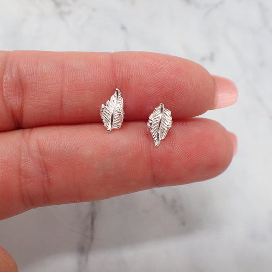 Leaf Earrings, Plant Studs, Silver Plant Stud Earrings, Tropical Leaf Earrings, Plant Jewelry, Tropical Plant Earrings, Plant Lover Gift