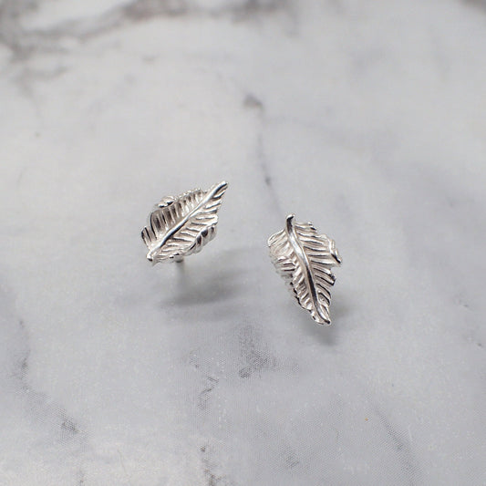 Leaf Earrings, Plant Studs, Silver Plant Stud Earrings, Tropical Leaf Earrings, Plant Jewelry, Tropical Plant Earrings, Plant Lover Gift