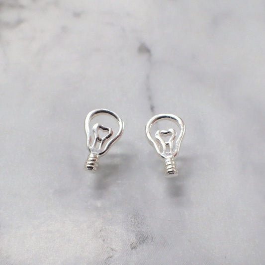 Light Bulb Earrings, Tiny Silver Light Bulbs, Electrician Wife, Tiny Silver Studs, Cartilage Studs, Electrician Girlfriend, Light bulb Studs