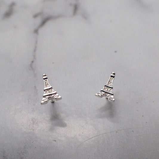 Eiffel Tower Earrings, Tiny Silver Paris Earrings, Eiffel Tower Studs, Paris Earrings, Silver Earrings for Kids, Eiffel Tower Jewelry, Paris