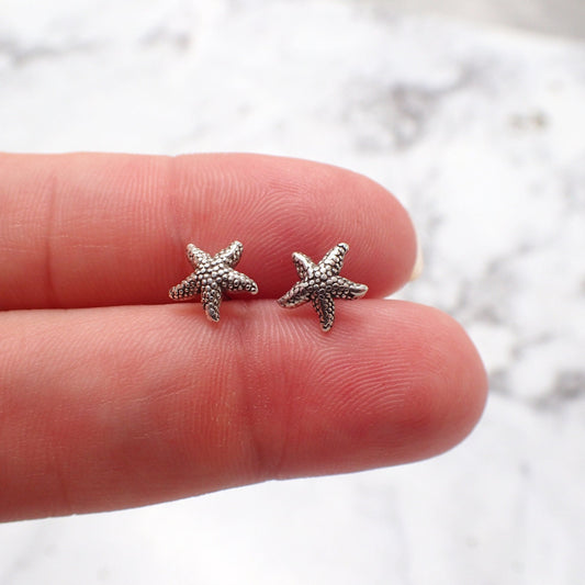 Silver Starfish Earrings, Starfish Studs, Sea Star Stud Earrings, Beach Stud Earrings, Silver Sea Star, Second Hole Studs, Small Starfish