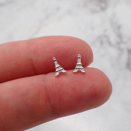 Eiffel Tower Earrings, Tiny Silver Paris Earrings, Eiffel Tower Studs, Paris Earrings, Silver Earrings for Kids, Eiffel Tower Jewelry, Paris