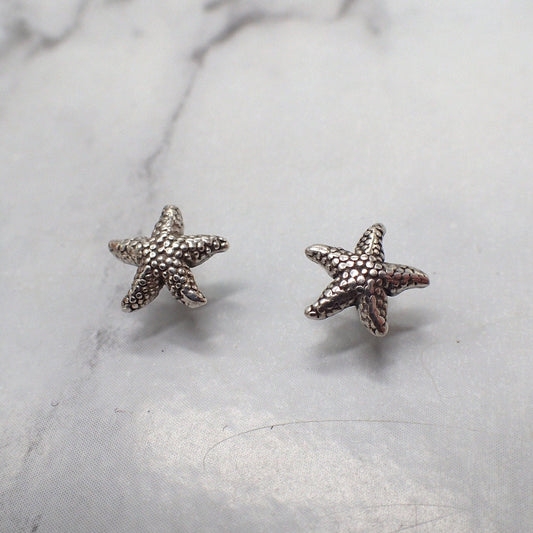 Silver Starfish Earrings, Starfish Studs, Sea Star Stud Earrings, Beach Stud Earrings, Silver Sea Star, Second Hole Studs, Small Starfish