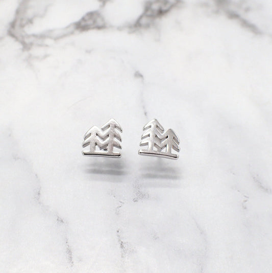 Silver Tree Earrings, Pine Tree Earrings, Forest Earrings, Pine Tree Studs, Fir Tree Earring, Evergreen Earrings, Womans Hiking Gift, Tree