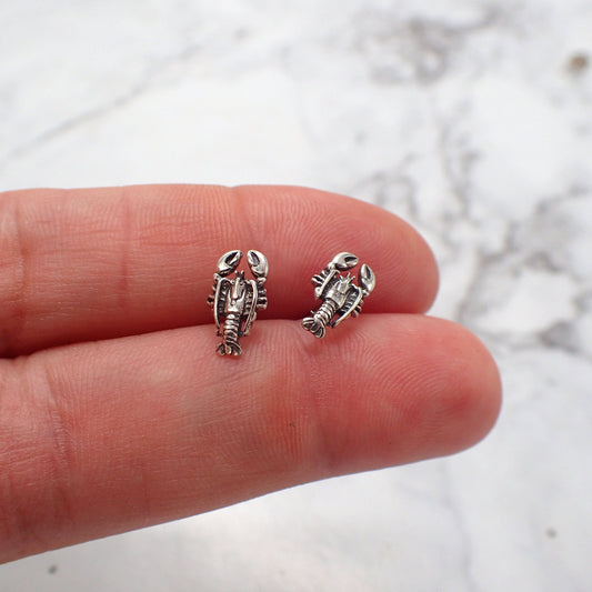 Lobster Earrings, Sterling Silver Lobster Stud Earrings, Lobster Jewelry, Crawfish Earrings, Maine Lobster Earrings, Louisiana Earrings