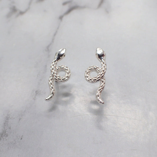 Snake Earrings, Silver Snake Studs, Kids Snake Earrings, Boa Earrings, Small Snake Studs, Serpent Earrings, Snake Mom Gift, Reptile Earrings