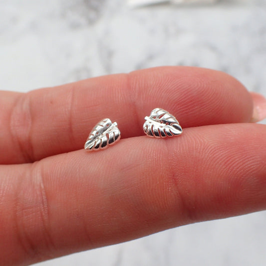 Monstera Earrings, Silver Monstera Studs, Plant Mom Earrings, Leaf Earrings, Monstera Jewelry, Plant Earrings, Tropical Leaf Earrings, Leaf