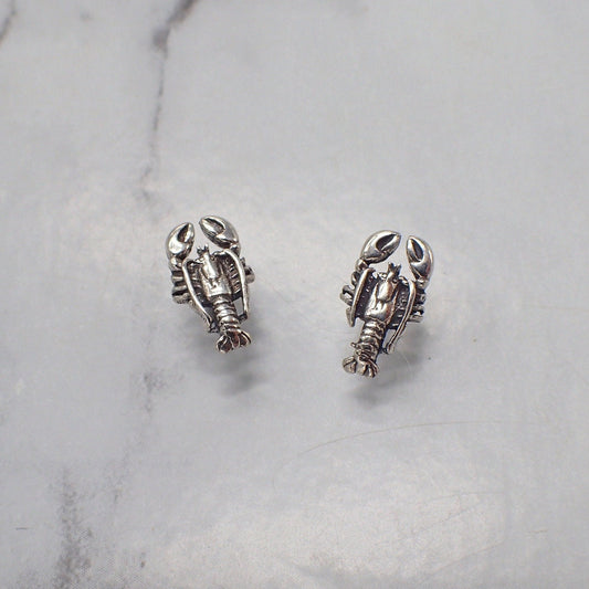 Lobster Earrings, Sterling Silver Lobster Stud Earrings, Lobster Jewelry, Crawfish Earrings, Maine Lobster Earrings, Louisiana Earrings